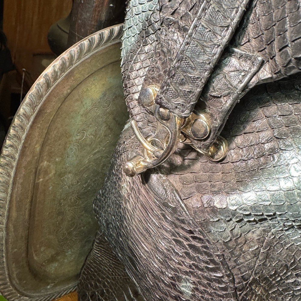 COPY - Black Genuine Python Leather Tote Travel B… - image 5